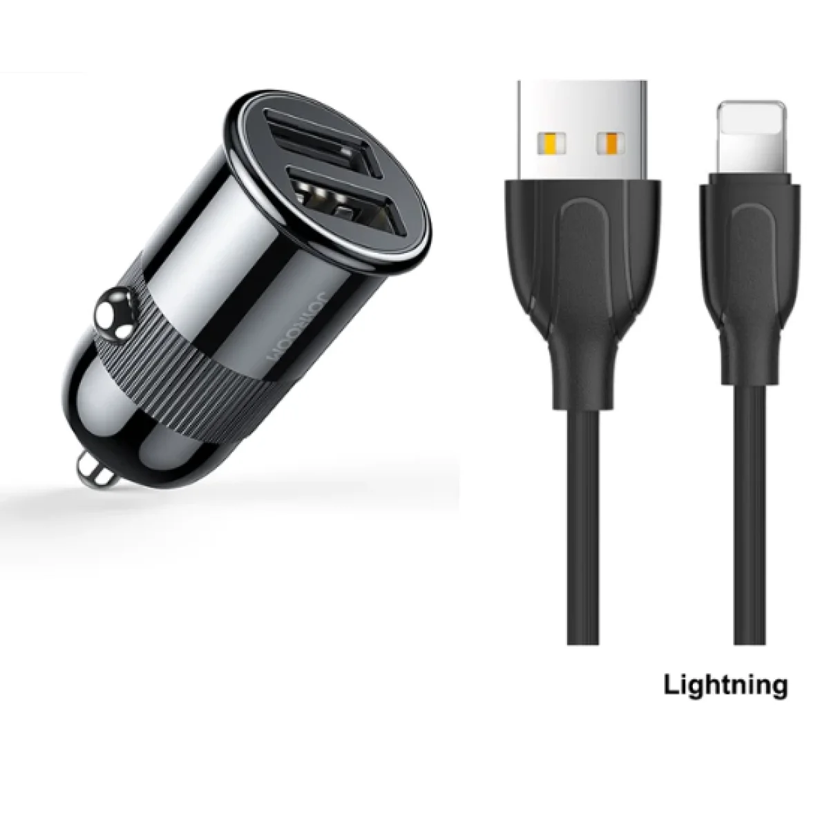 شاحن سيارة JOYROOM C-A06 ميني بمنفذي USB 3.1 أمبير مع كابل Lightning - Image 2