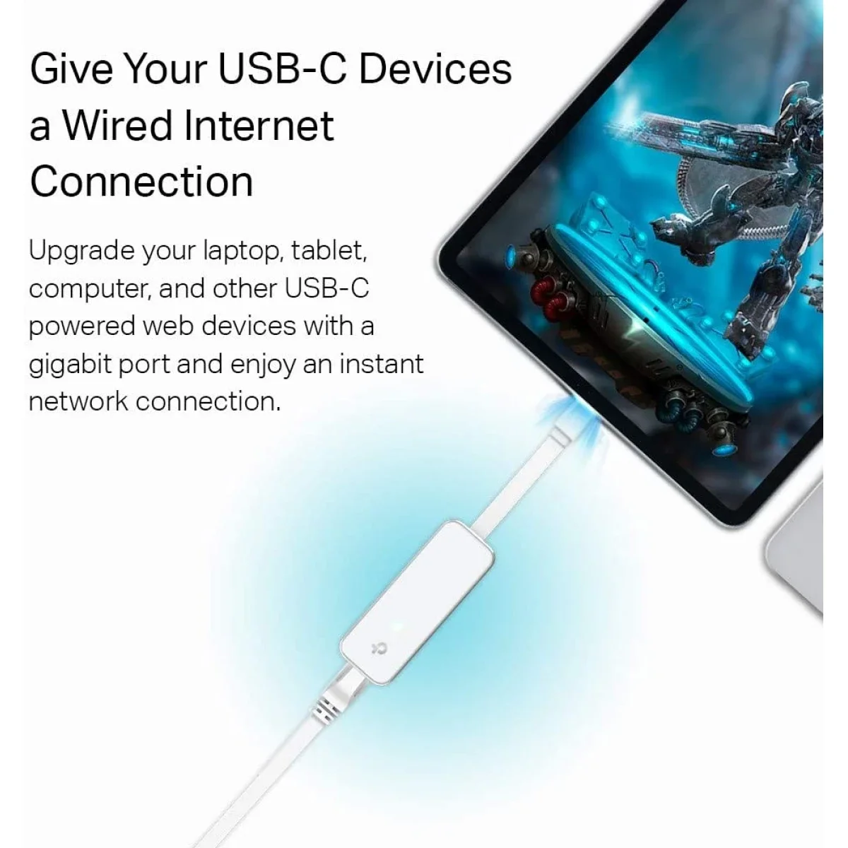 TP-LINK UE300C USB-C to Gigabit Ethernet Adapter - White - Thumbnail 4