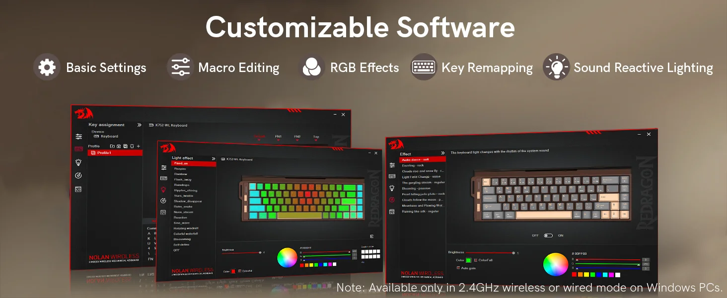 Redragon K752 60% Tri-Mode Wireless Mechanical Gaming Keyboard with RGB - Thumbnail 17