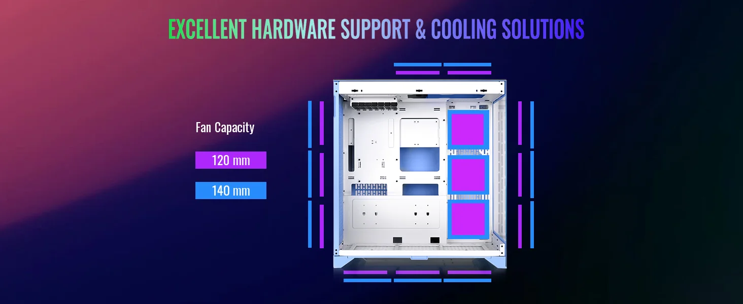 هيكل كمبيوتر Thermaltake CTE E600 MX E-ATX ميد تاور مع حامل بطاقة رسومية عائم ثلاثي الاتجاهات وكابل PCIe 4.0 بطول 400 مم - Hydrangea Blue - Thumbnail 23