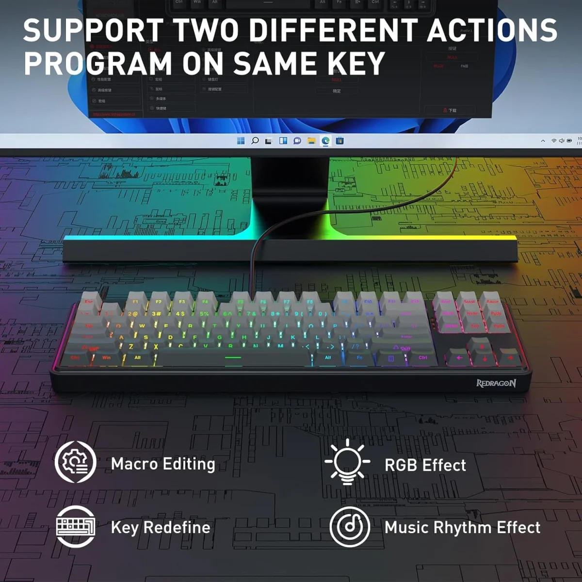Redragon K707 HE 87-Key TKL Wired Magnetic Gaming Keyboard - Thumbnail 6