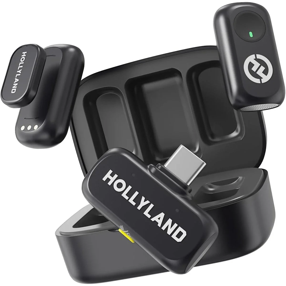 ميكروفون لاسلكي Hollyland Lark A1 Duo مع مستقبل USB-C، 48kHz/24-bit، أسود
