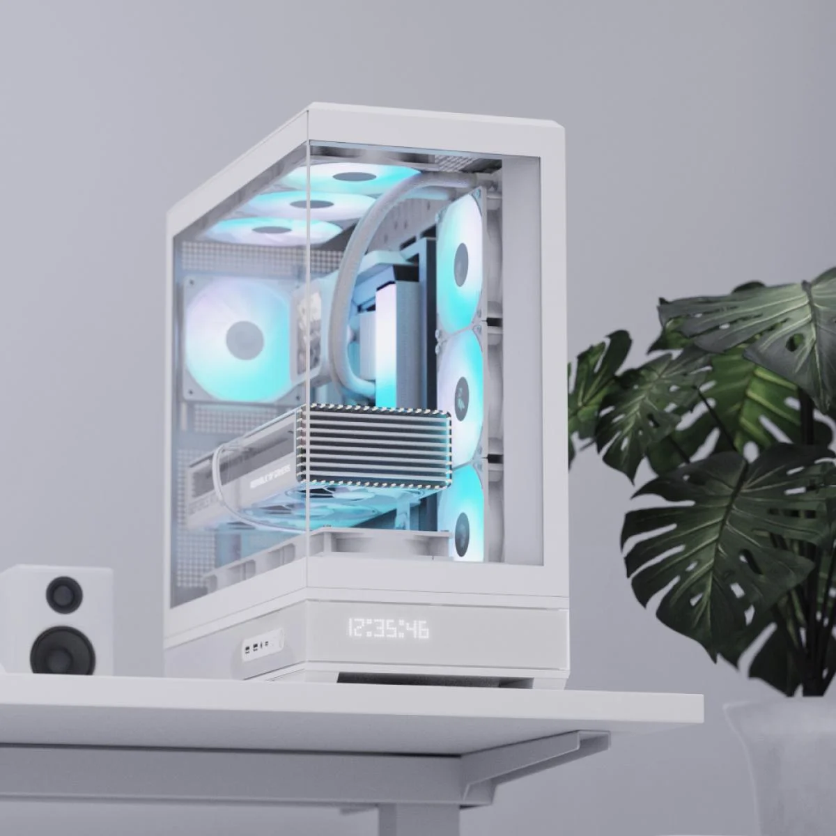AeroCool P500B DIGI White ARGB ATX Mid-Tower Gaming Case with Display - Image 3