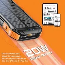 باور بانك شمسي Promate SolarTank-10PDQi بسعة 10000mAh مع USB-C PD بقدرة 20W وشحن Qi بقدرة 10W وإضاءة LED - أسود - Thumbnail 15