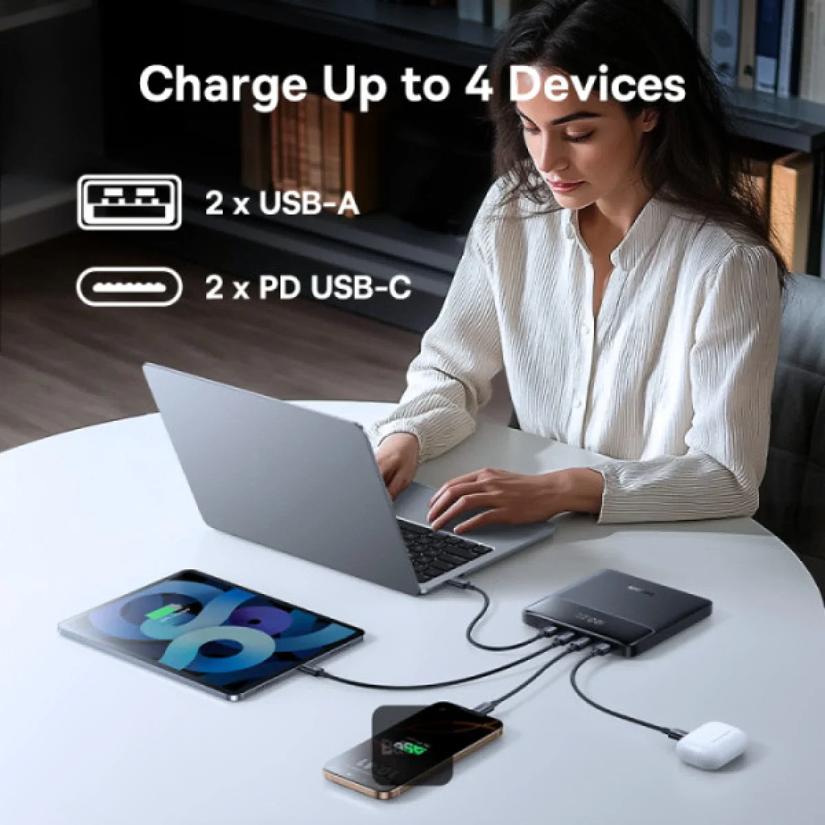 Baseus Blade H1 Lite 20000mAh 100W Fast Charging Power Bank with Type-C Cable, 4 Ports, Black - Thumbnail 6