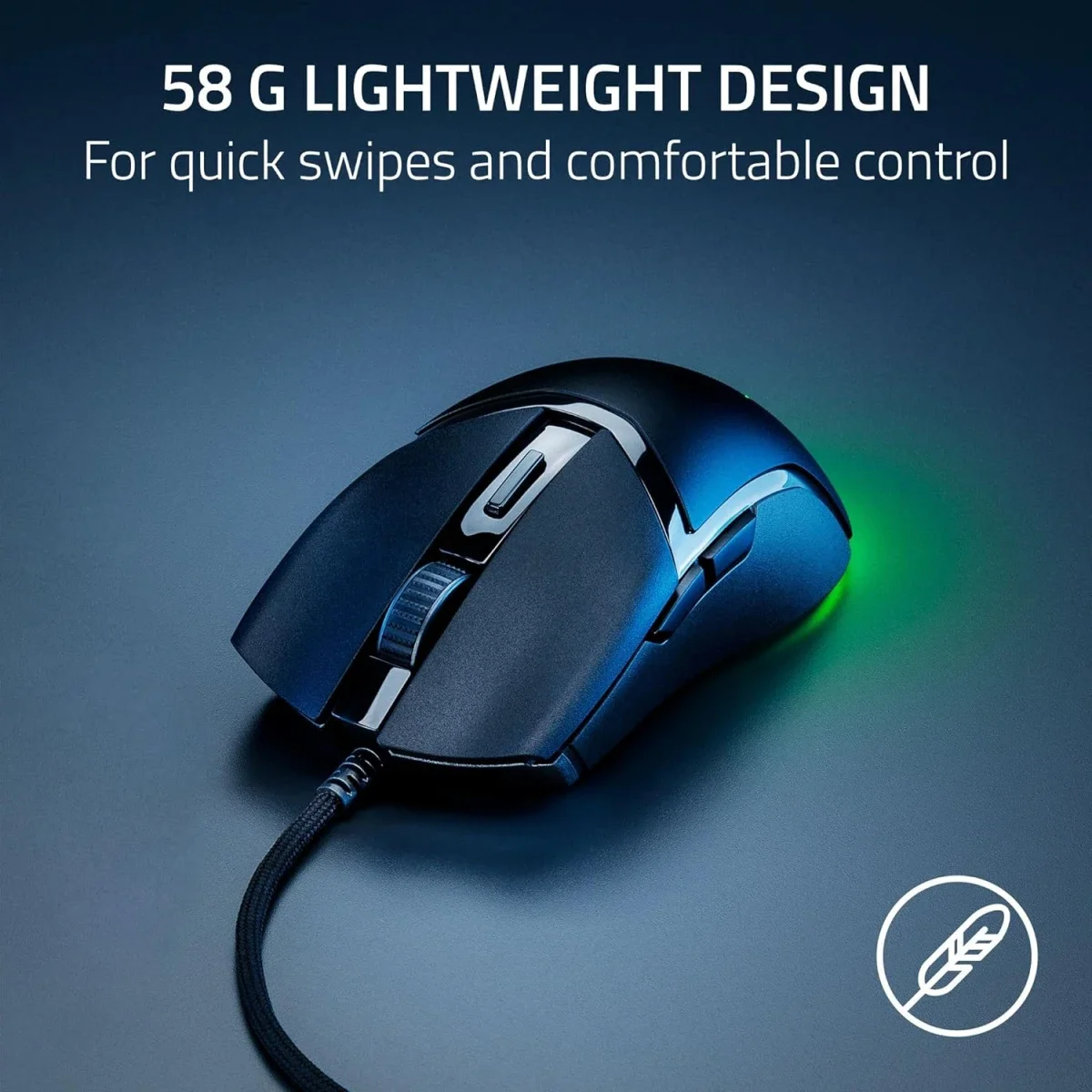 ماوس ألعاب سلكي Razer Cobra خفيف 58 جم بمفاتيح بصرية Gen-3 وإضاءة Chroma RGB ودقة 8500 DPI - أسود - Thumbnail 2
