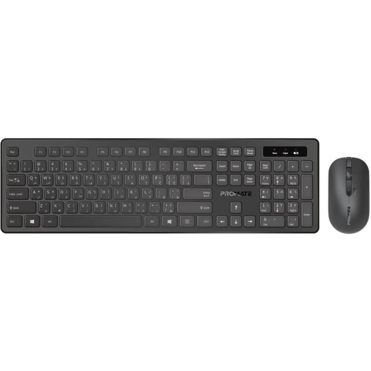Promate ProCombo-13 Full-Size 2.4GHz Wireless Keyboard & Mouse Combo, Slim Quiet Keys, Arabic/English Layout - Thumbnail 2