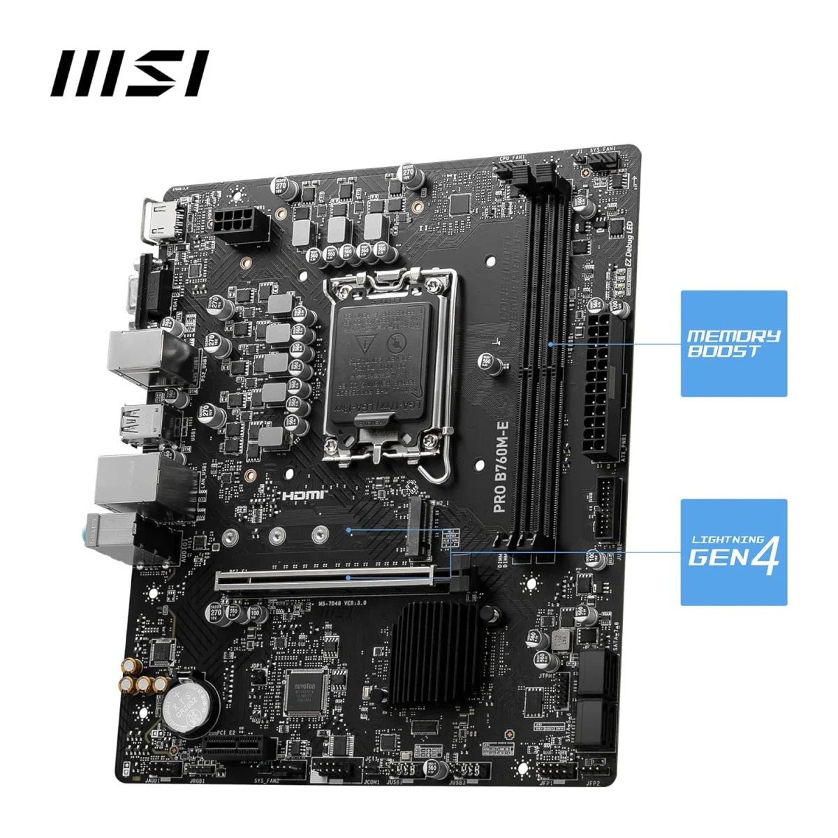 لوحة أم MSI PRO B760M-E DDR5 بحجم Micro-ATX لمعالجات Intel الجيل 13، PCIe 4.0، منفذ 1x M.2 Gen4 x4 - Thumbnail 2