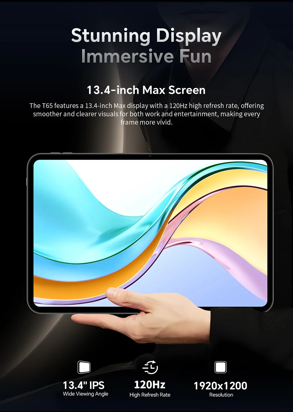TECLAST T65 (2025) 13.4-inch 120Hz Android 16 Wi-Fi & LTE Tablet, 256GB, Gray - Thumbnail 11