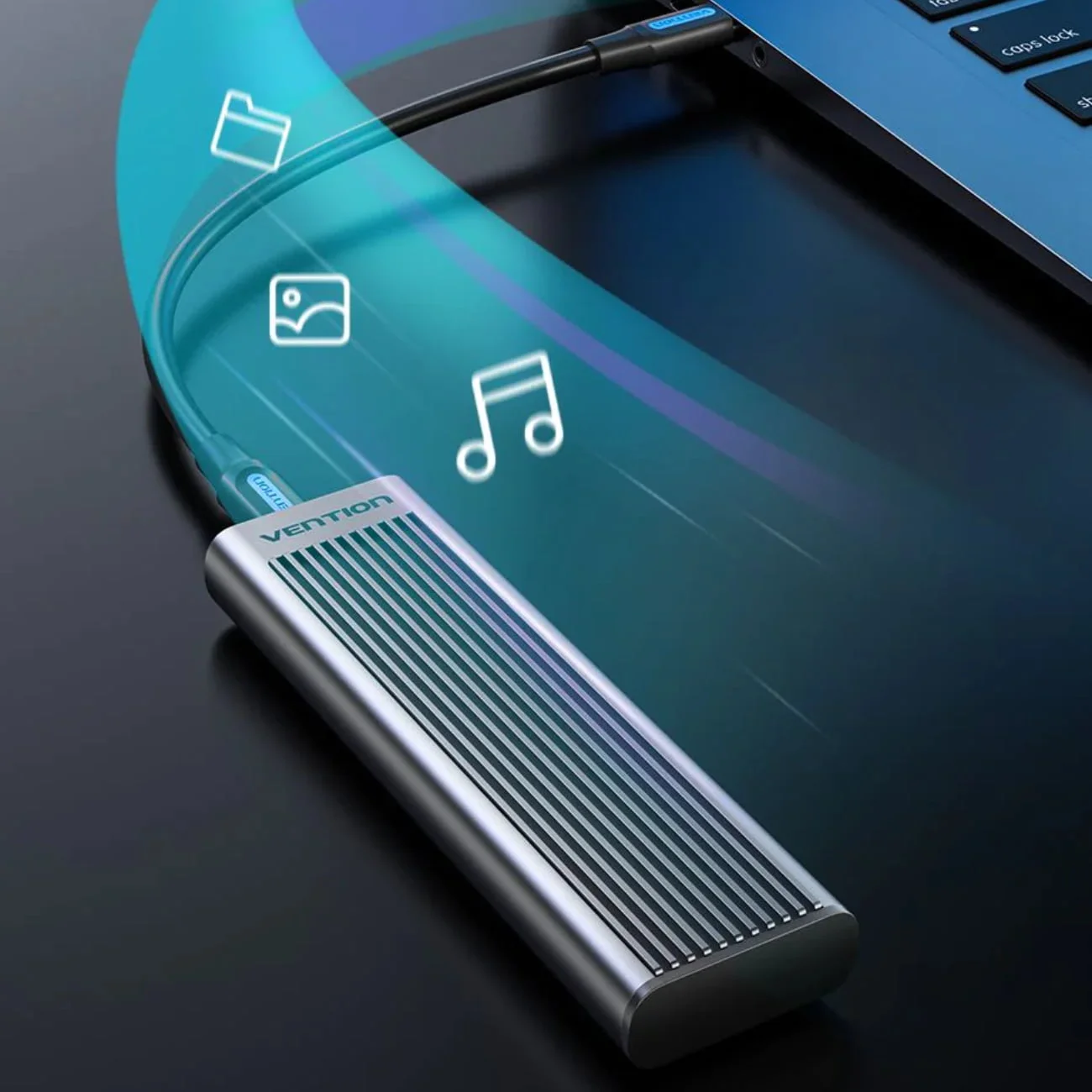 علبة SSD خارجية Vention KPKH0 لأقراص M.2 NVMe بواجهة USB 3.1 Gen 2-C - Image 2