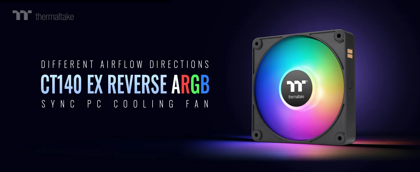 مروحة تبريد PC عكسية Thermaltake CT140 EX ARGB حزمة 3 مراوح 140 مم - Thumbnail 6