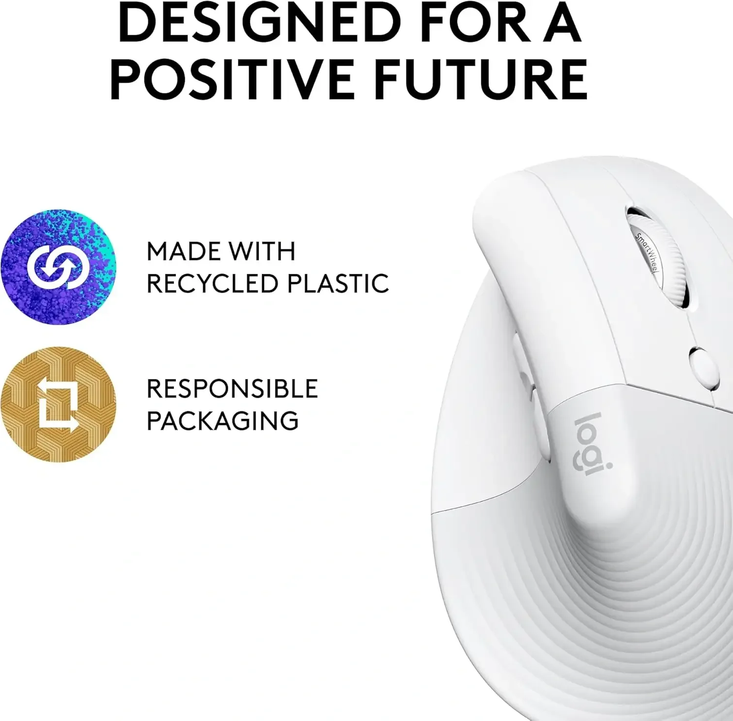 ماوس لاسلكي عمودي مريح Logitech Lift باللون الأبيض - Image 4
