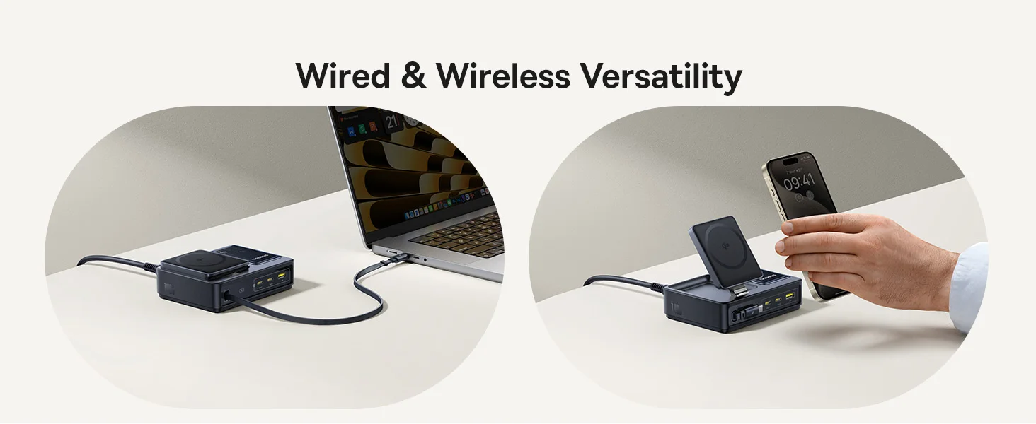 Baseus Nomos 5-in-1 140W Qi2 15W Magnetic Charging Station with 100W Retractable USB-C Cable - Thumbnail 12