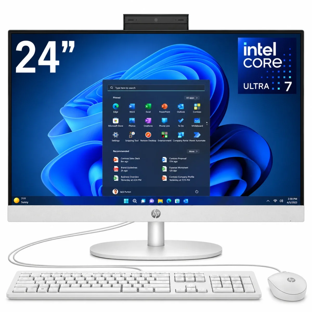 كمبيوتر الكل في واحد HP 24-cr1032ne موديل 2025 بمعالج Intel Core Ultra 7 ‏12 نواة، شاشة 24 إنش IPS Full HD بتغطية 99% sRGB وذاكرة DDR5، أبيض