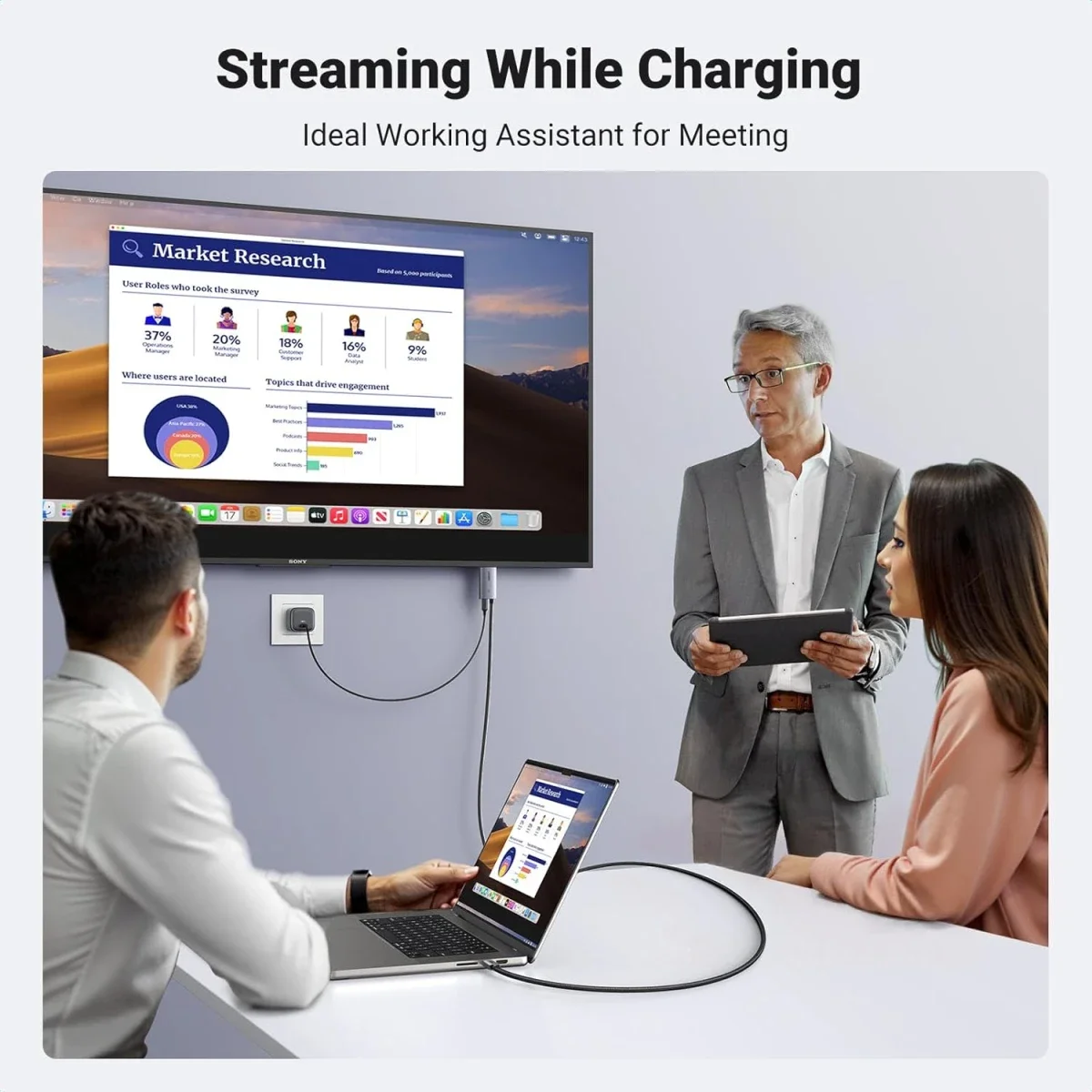 Ugreen USB-C to HDMI Cable with 100W PD Charging, 4K@60Hz, 2M - Image 4