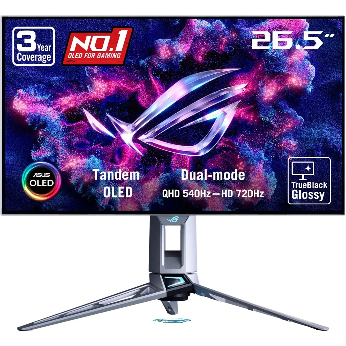 Asus PG27AQWP-W ROG Swift OLED 27-inch 2K Gaming Monitor, Dual Mode 4K 540Hz / HD 720Hz, 0.02ms - Thumbnail 2
