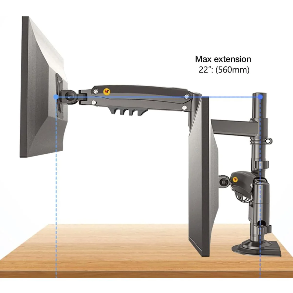 North Bayou NB H180 Dual Monitor Desk Mount Arm for 17-27 Inch Screens - Thumbnail 3
