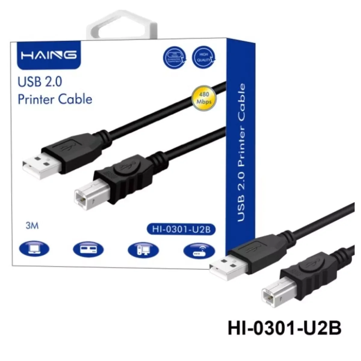 كيبل طابعة HAING HI-0301-U2B USB 2.0 من A إلى B بطول 3 متر
