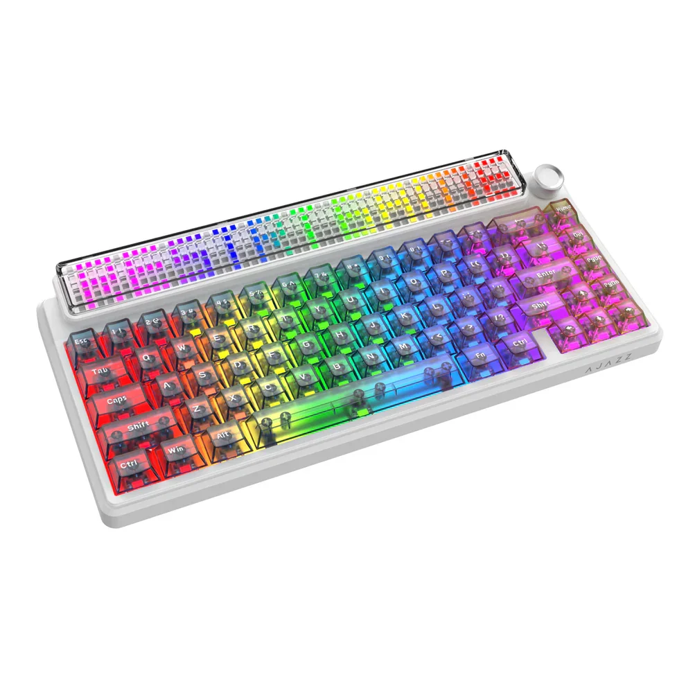 كيبورد AJAZZ Pixel68 ميكانيكي للألعاب، سويتش White Peach، شاشة كبيرة بمصفوفة نقاط، لاسلكي وبلوتوث، سويتشات قابلة للتبديل، Glass Artisan، 8+8K - Image 5