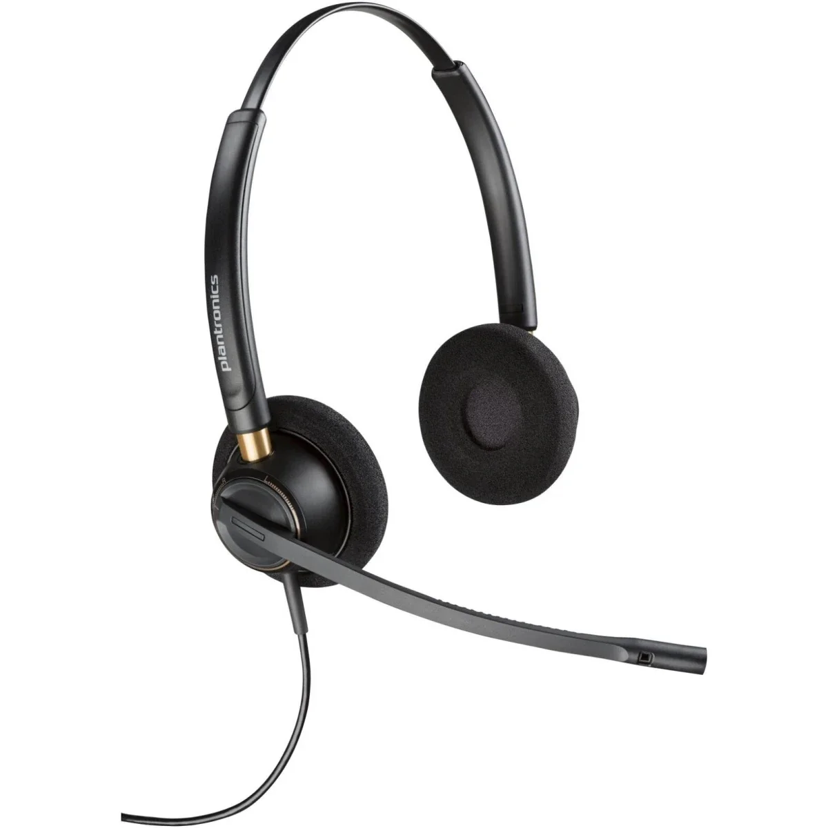 Poly EncorePro HW520 Binaural Wired Headset with Quick Disconnect, 5.6mm Speakers, Omni Mic, Black