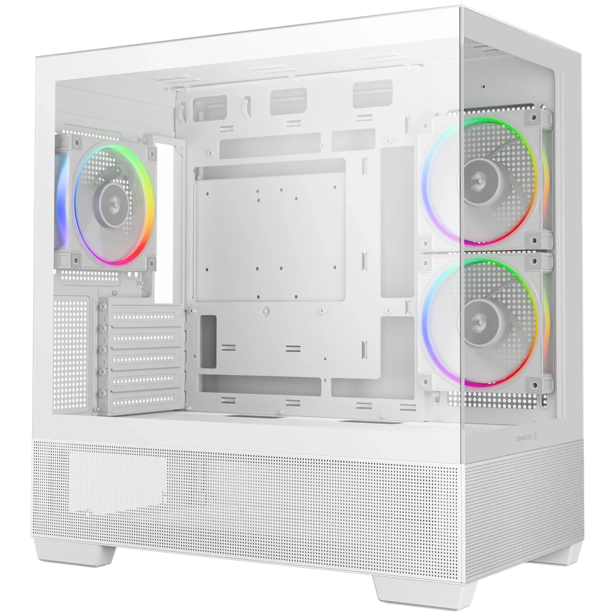 هيكل كمبيوتر DeepCool CG380 3F بانورامي ATX ميد تاور مع 3 مراوح ARGB مثبتة مسبقًا، دعم ردياتير 360mm + 240mm، أبيض - Thumbnail 11