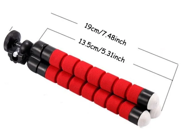 Flexible-Leg Phone and Camera Tripod with Bluetooth Remote – Black/Red - Image 2