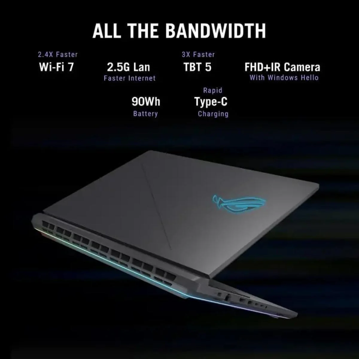لابتوب ألعاب Asus ROG Strix G18 بشاشة 18 إنش FHD+ 144 هرتز، Core i7-14650HX، RTX 5050، رام 16GB، SSD 512GB، Eclipse Gray - Thumbnail 2
