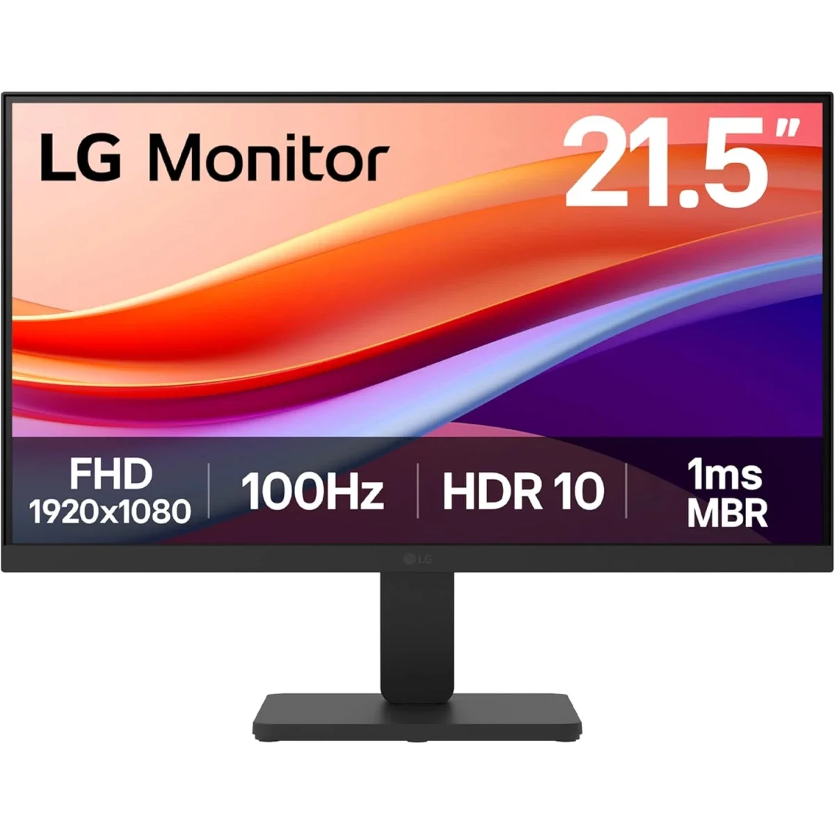 شاشة LG 22U401A مقاس 21.5 إنش IPS بدقة Full HD، 100 هرتز، 1 مللي ثانية، HDR10، HDMI وVGA - أسود