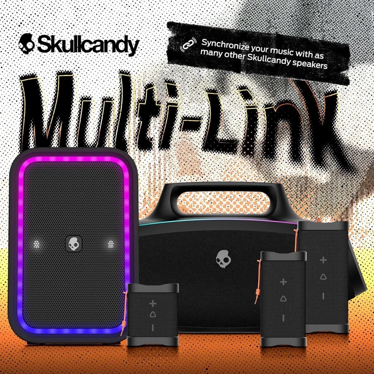 مكبر صوت بومبوكس Skullcandy Barrel بلوتوث مع عرض إضاءة LED وبطارية حتى 12 ساعة - أسود - Image 4