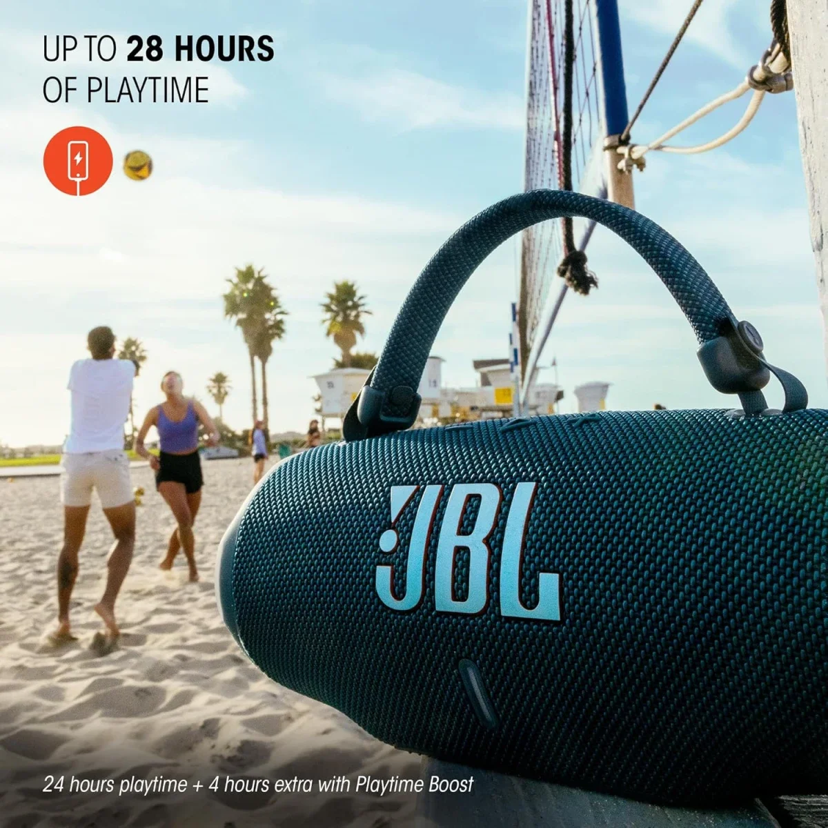 سماعة JBL Charge 6 بلوتوث محمولة مقاومة للماء والسقوط مع AI Sound Boost ووقت تشغيل 28 ساعة وباور بانك وحزام حمل - أبيض - Thumbnail 5