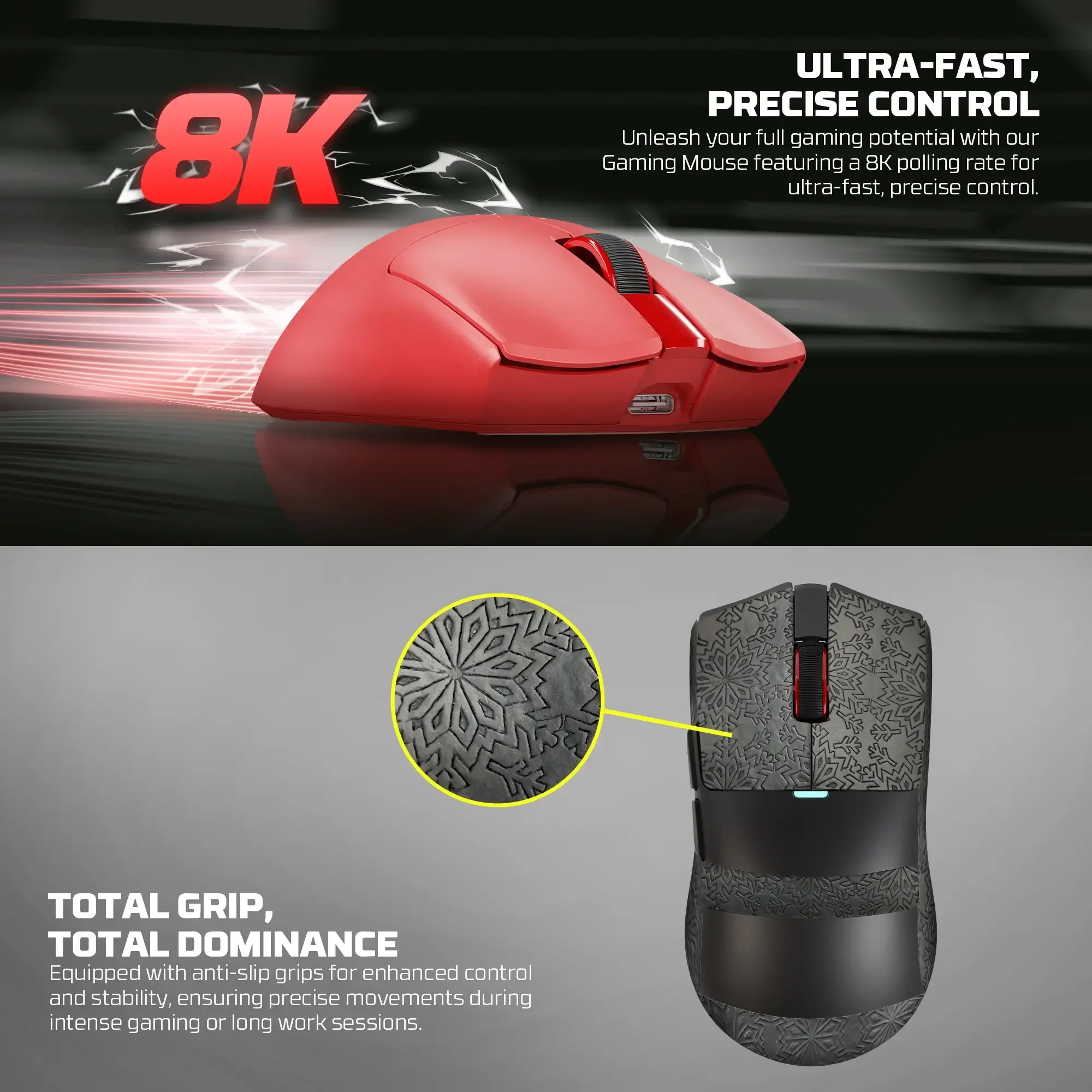 ماوس ألعاب ثلاثي الاتصال (بلوتوث + لاسلكي و سلكي) Fantech WG13P Tanto Pro مع معدل Polling 8K - Image 8