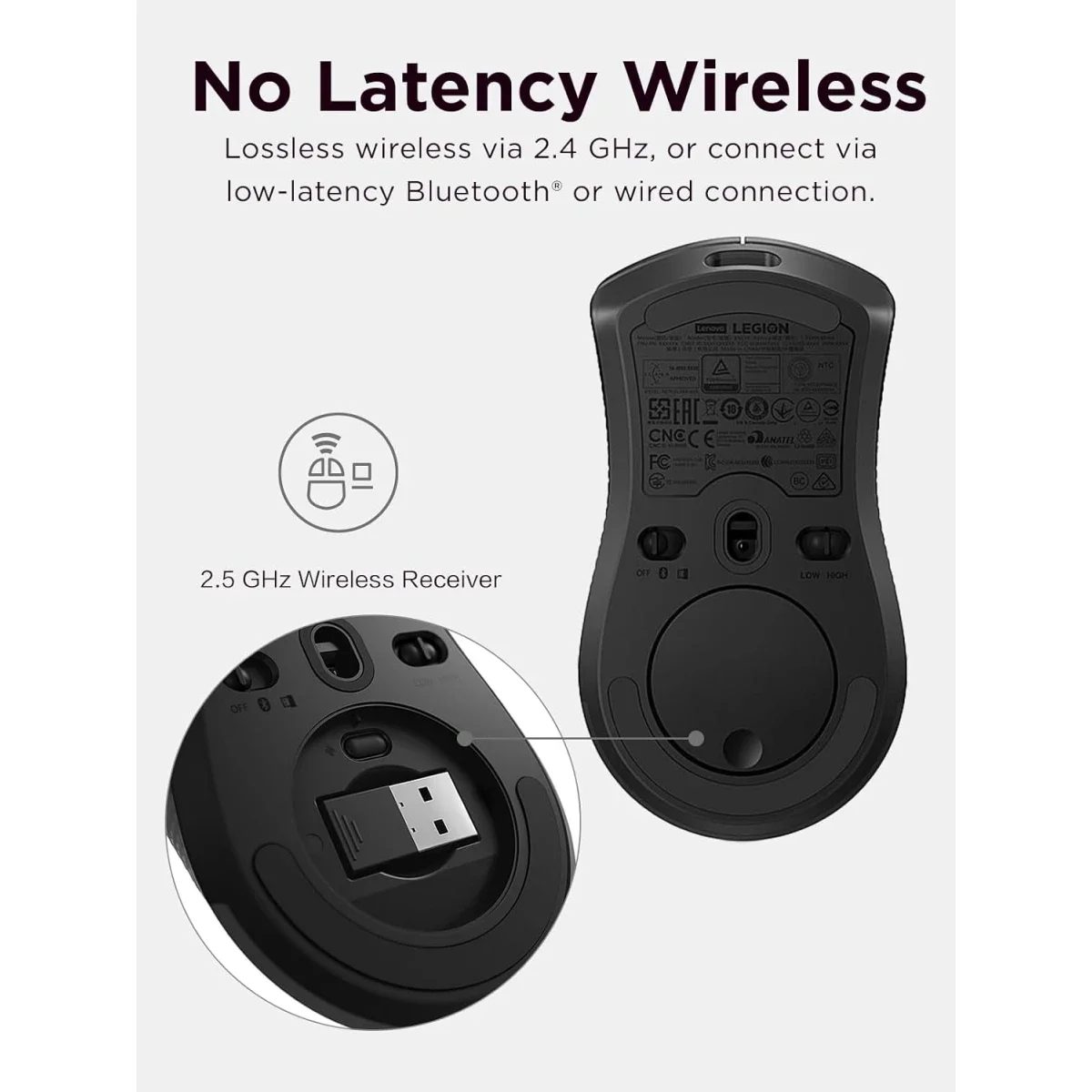 Lenovo Legion M600 Wireless Gaming Mouse - Iron Grey and Black - Image 3