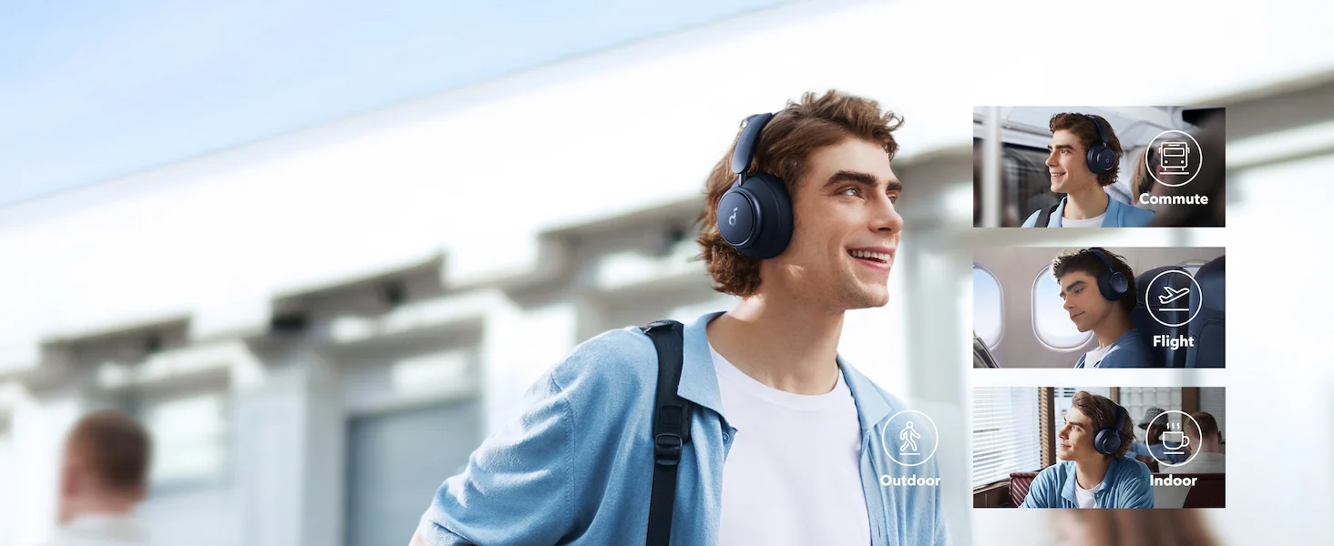 Anker Soundcore Space Q45 Adaptive ANC Wireless Headphones, Blue - Thumbnail 9