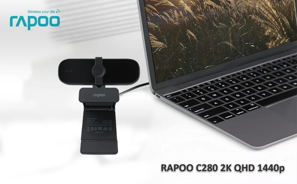 كاميرا ويب Rapoo C280 بدقة 2K 1440p مع مايكروفون مزدوج وغطاء خصوصية وتوصيل وتشغيل - Image 5
