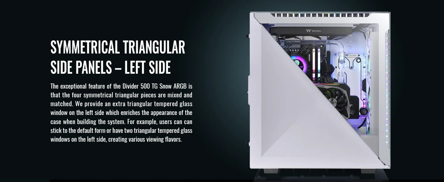 هيكل كمبيوتر Thermaltake Divider 500 ميد تاور مع 3x120mm مراوح أمامية ARGB + 1x120mm مروحة خلفية - White - Image 11