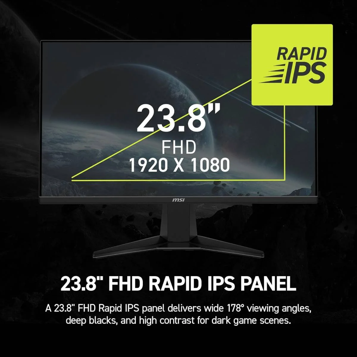MSI 23.8-inch Flat Rapid IPS FHD Gaming Monitor, 240Hz, 0.5ms, HDR Ready, FreeSync Premium, HDMI 2.0b & DisplayPort 1.2a, 3-Year Warranty – MAG 245F X24 - Image 4