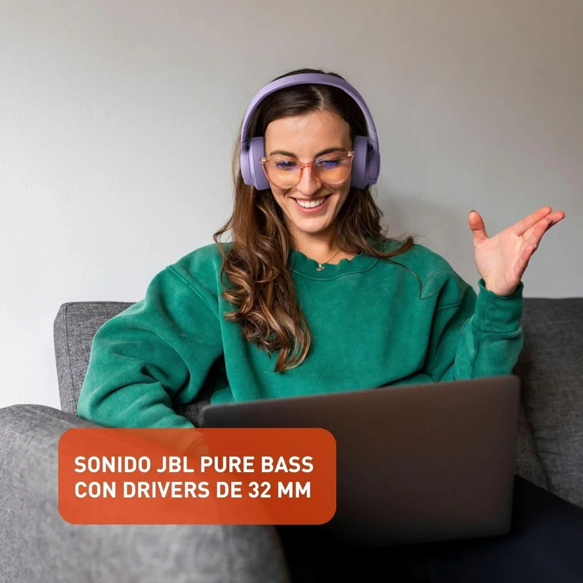 سماعات رأس JBL TUNE 770NC لاسلكية فوق الأذن مع إلغاء الضوضاء التكيفي وBluetooth 5.3 وبطارية حتى 70 ساعة - بنفسجي - Thumbnail 6
