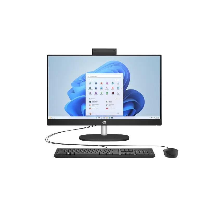 كمبيوتر مكتبي الكل في واحد HP 24-cr1035ne بمعالج Core Ultra 7 155U، رام 8GB، SSD 512GB، DOS، شاشة 23.8 إنش FHD IPS، أسود، مع ماوس وكيبورد (D33HREA)