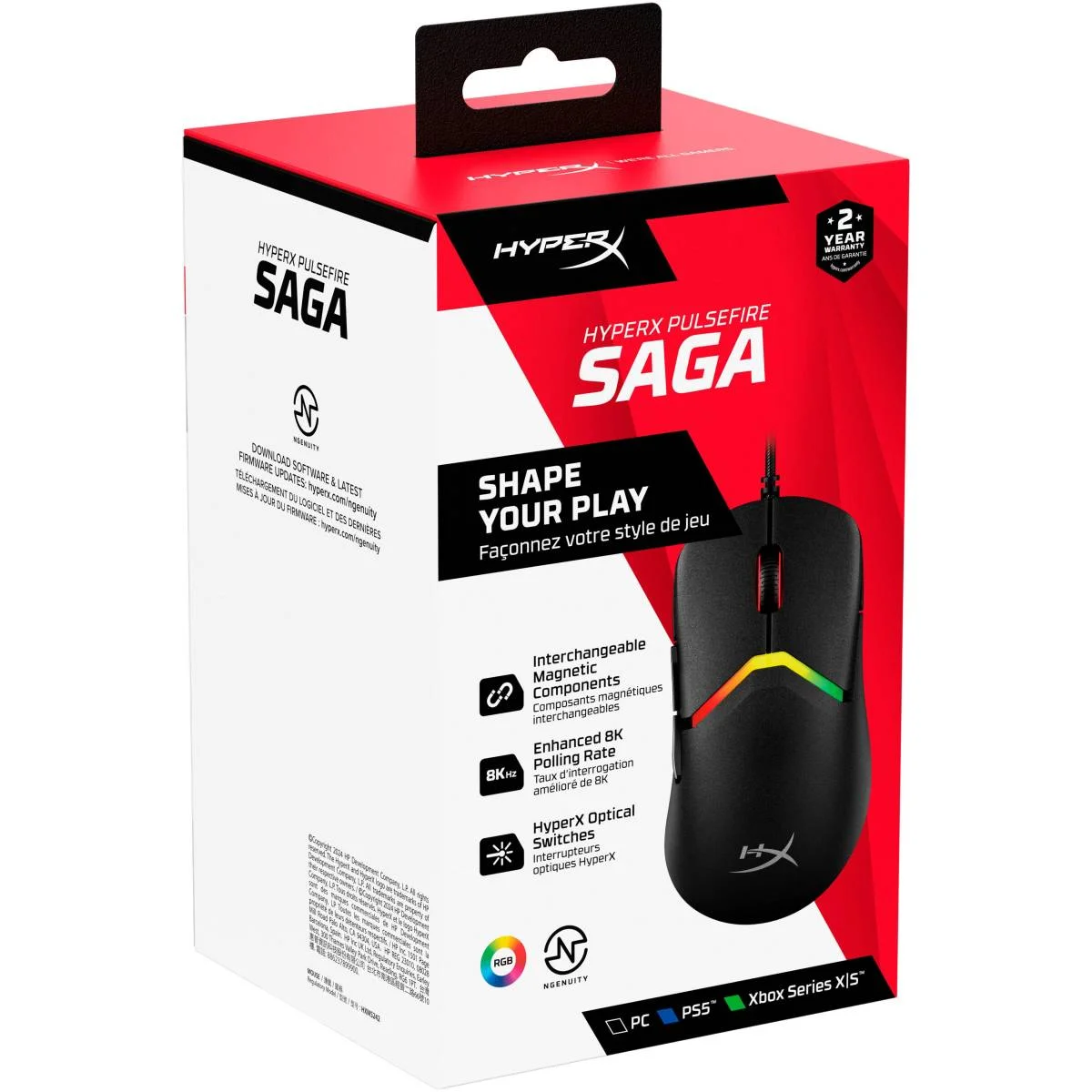 ماوس ألعاب خفيف HyperX Pulsefire Saga بحساس 26K - أسود