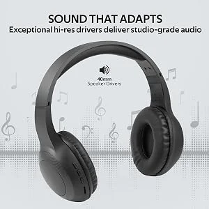 Promate LaBoca Wired & Wireless Bluetooth 5.0 Headphones with Deep Bass, MicroSD Playback, Built-In Mic and 5H Playtime - Black - Thumbnail 10