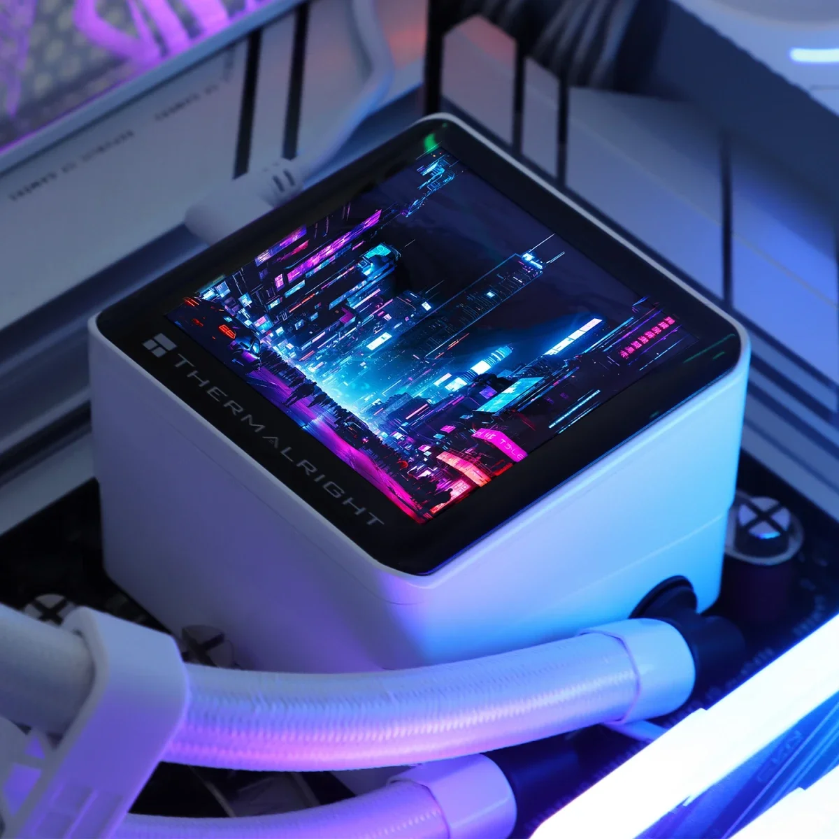 مبرد مائي للمعالج Thermalright Frozen Vision 360 باللون الأبيض مع مروحة PWM مقاس 120 مم وشاشة IPS LCD مقاس 2.88 إنش - Image 5
