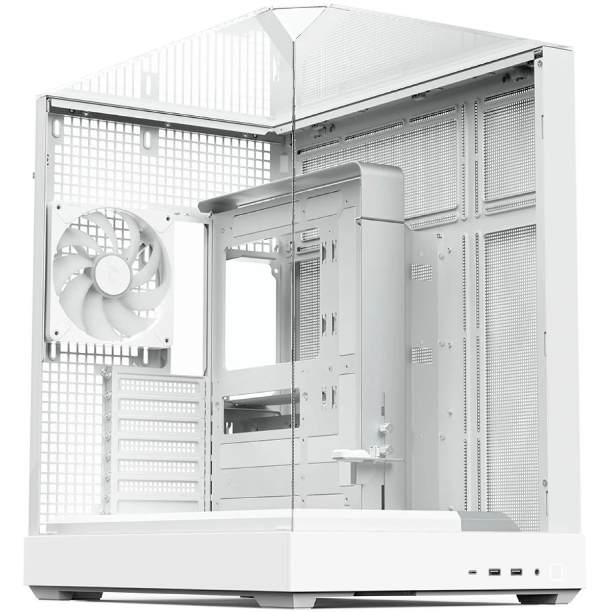 APNX V2 White ATX Mid-Tower Panoramic Tempered Glass Gaming Case with 4 x 140mm ARGB Fans