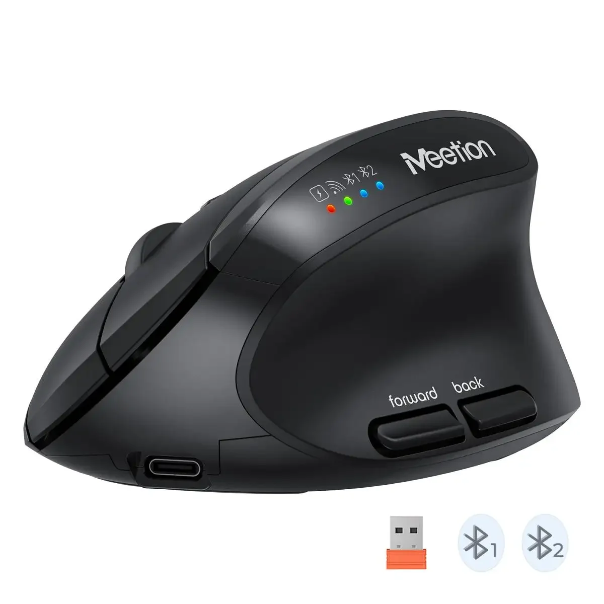 ماوس Meetion BTM008 عمودي مريح لاسلكي Bluetooth و2.4GHz - Thumbnail 3