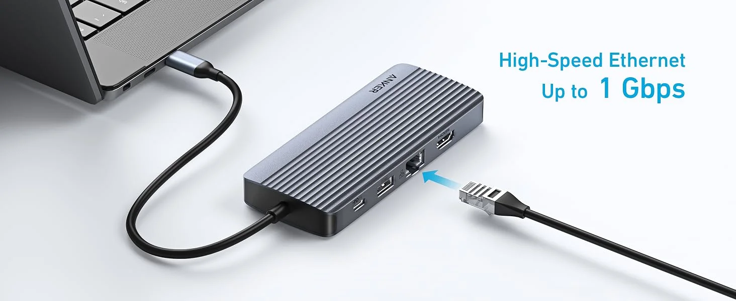 موزع USB-C Anker 10 في 1 بشاشتين مع HDMI 4K وVGA وإيثرنت وPD 100W - Thumbnail 7