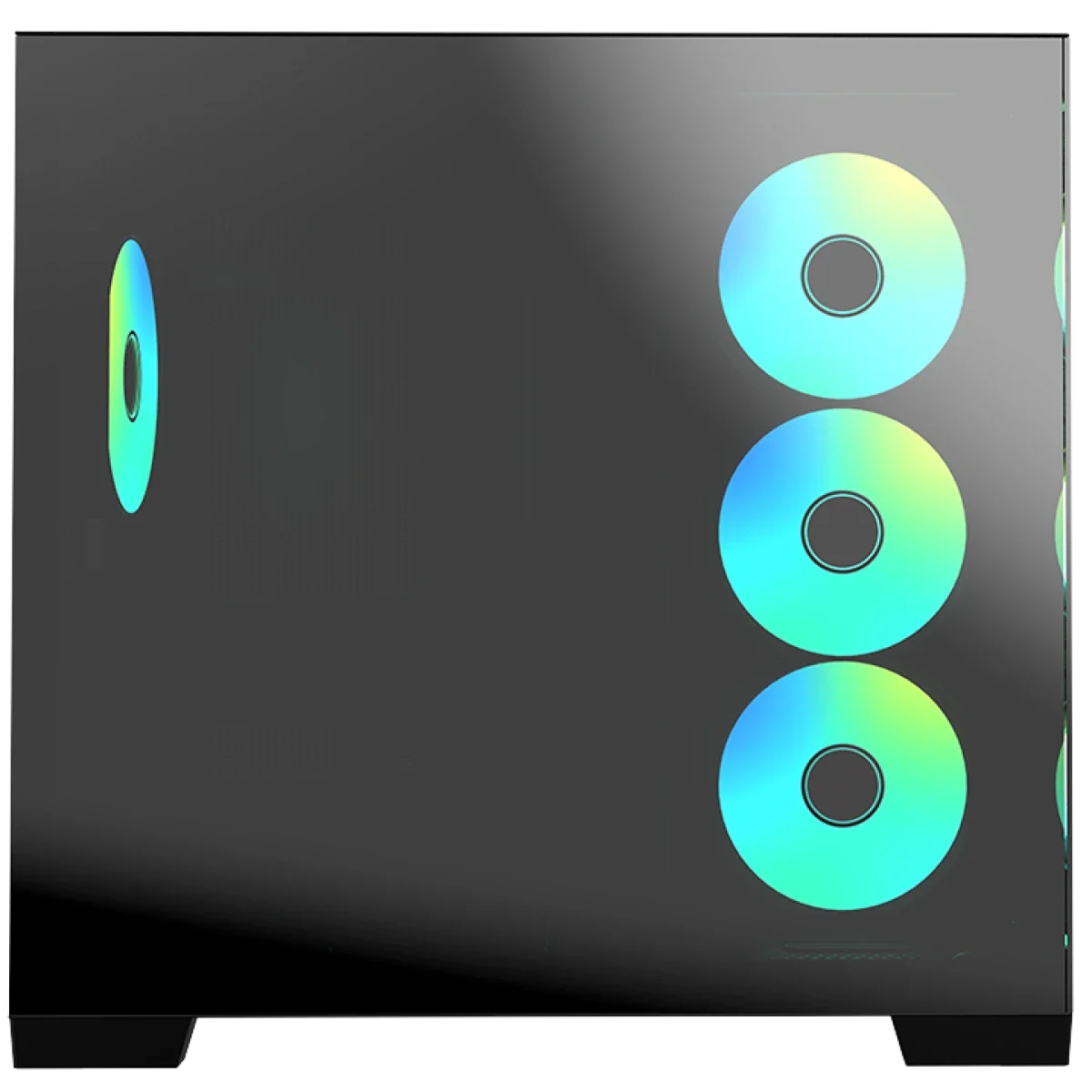 Raidmax Infinita Series i610CBF Chrome Dual Chamber ATX Mid-Tower Case with 4x 120mm ARGB Fans, USB-C, Tempered Glass - Black - Image 5