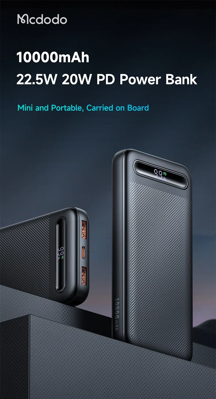 Mcdodo MC-3882 10000mAh Power Bank with Digital Display, 22.5W, USB-C & Dual USB-A - Blue - Thumbnail 7