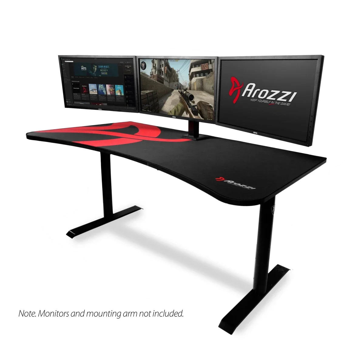 Arozzi Arena Ultrawide Curved Gaming Desk with Water-Resistant Mat, 160 cm, Pink - Image 5