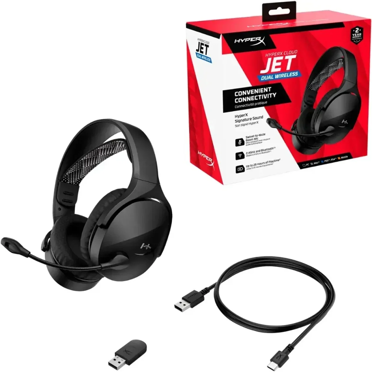 سماعة ألعاب HyperX Cloud Jet لاسلكية مزدوجة وبلوتوث مع تشغيل حتى 25 ساعة، أزرق - Thumbnail 9
