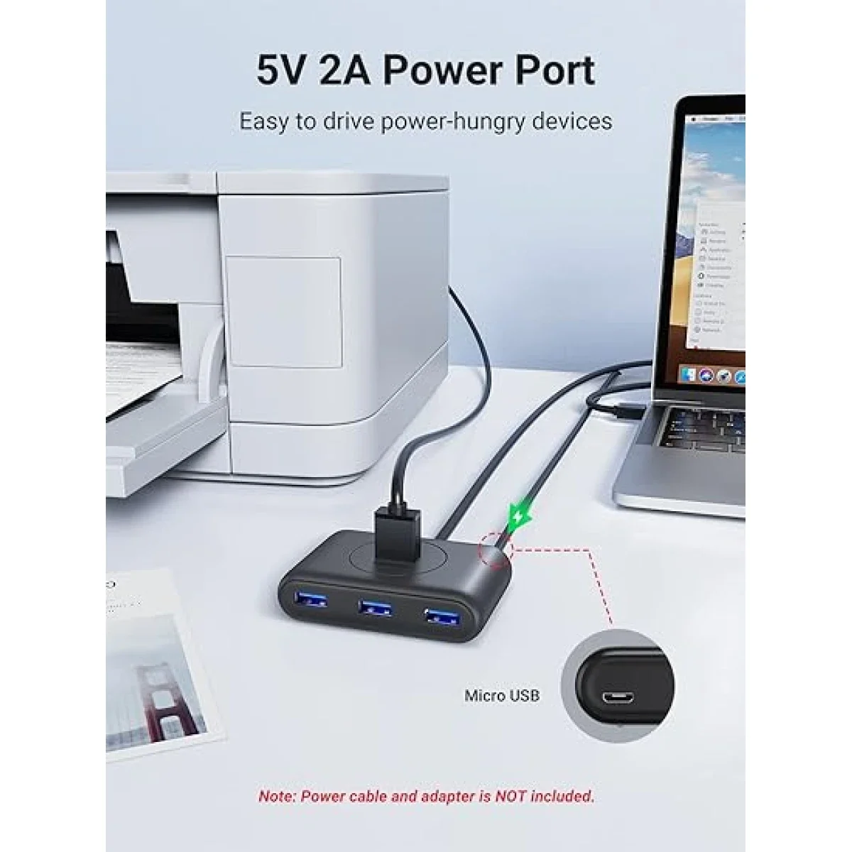 UGREEN USB 3.0 4-Port Hub with 1m Cable, 5Gbps Data Transfer - Thumbnail 4