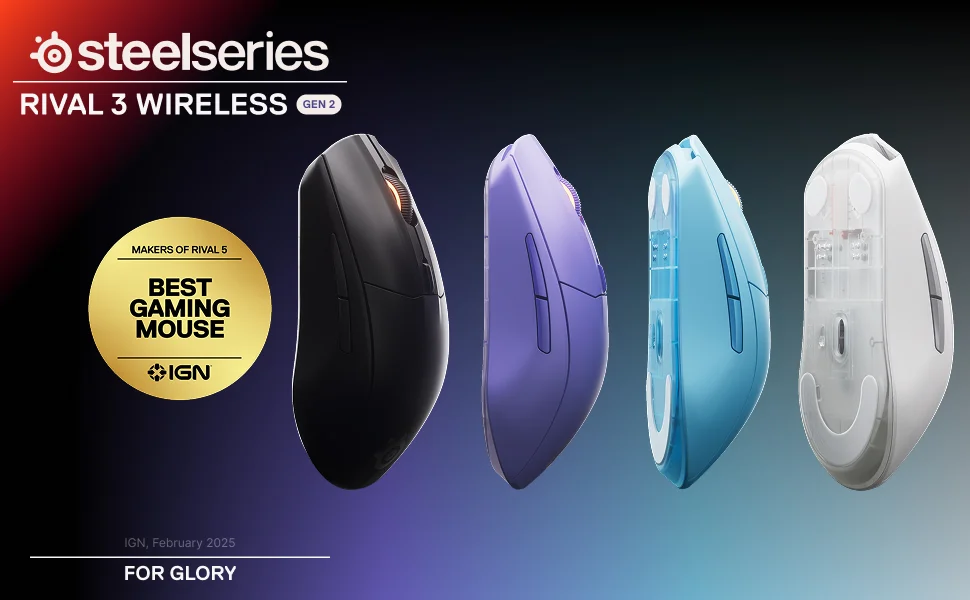 ماوس ألعاب SteelSeries Rival 3 Wireless Gen 2 لاسلكي، 18000 DPI، أكوا - Thumbnail 7